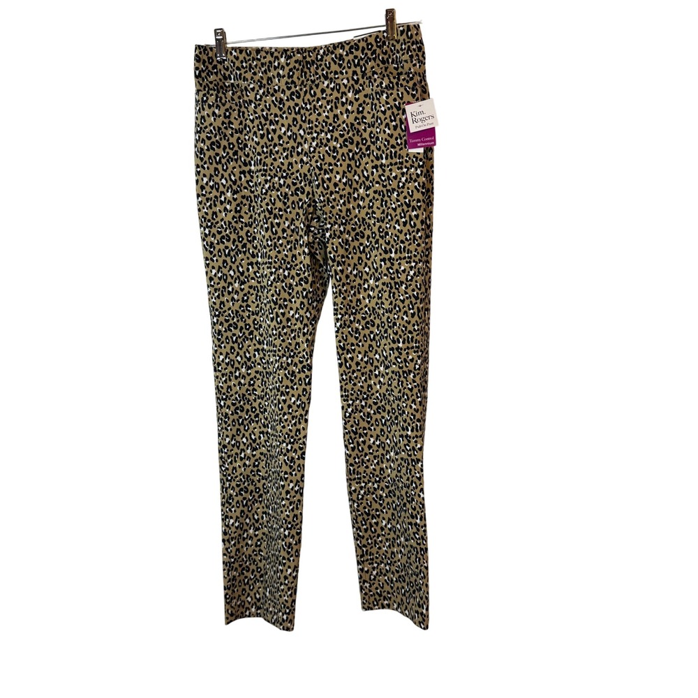 NWT Kim Rogers Women's 10R Leopard Print‎ Pull On Straight Tummy Control Pants